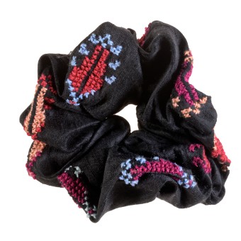 Embroidered Silk Scrunchy 