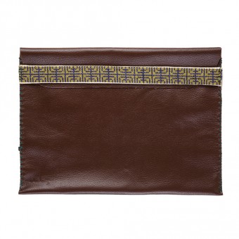 Leather Document Holder with Embroidered Strap