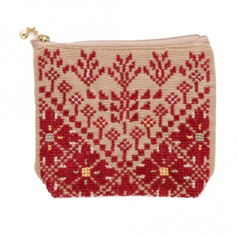 Embroidered Linen Coin Purse