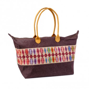 Embroidered Duffel with Leather Handles (M)