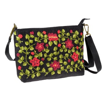 Sacoche Bag with Floral Embroidery 