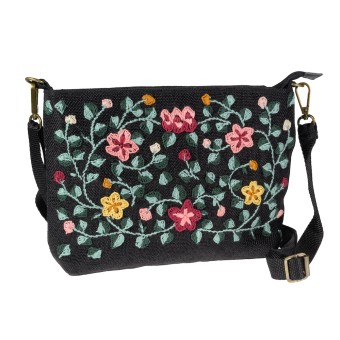 Sacoche Bag with Floral Embroidery 