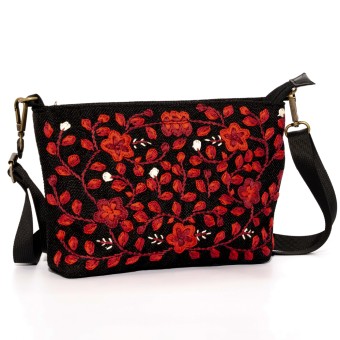 Sacoche Bag with Floral Embroidery
