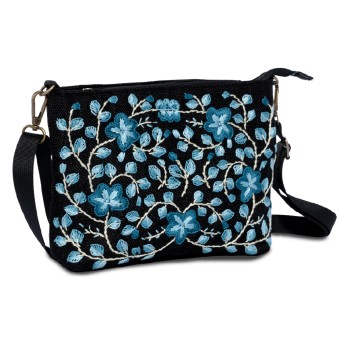 Sacoche Bag with Floral Embroidery
