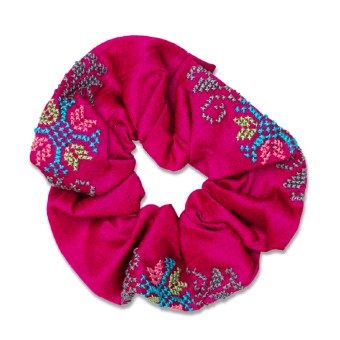 Silk Scrunchy with Embroidery