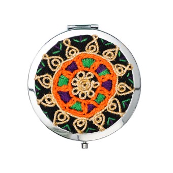 Compact Mirror with Tahriri Embroidery