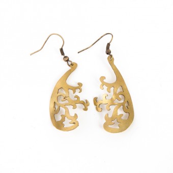 Hand-cut Brass Earrings - Olive Tree