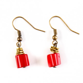 Bedouin Earrings - Red Coral