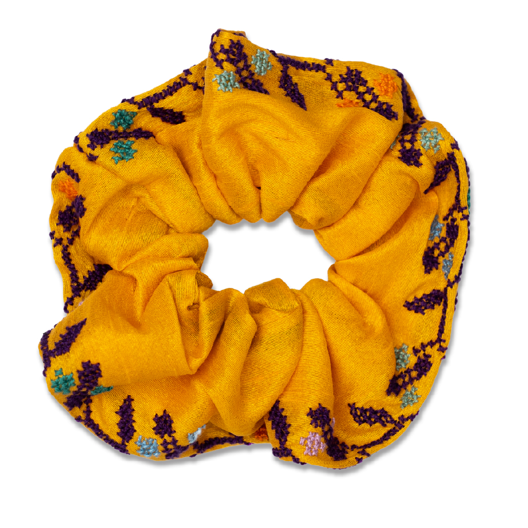 Silk Scrunchy with Embroidery