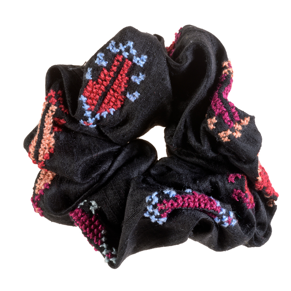 Embroidered Silk Scrunchy 