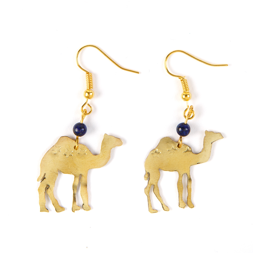 Bedouin Brass Earrings - Camel