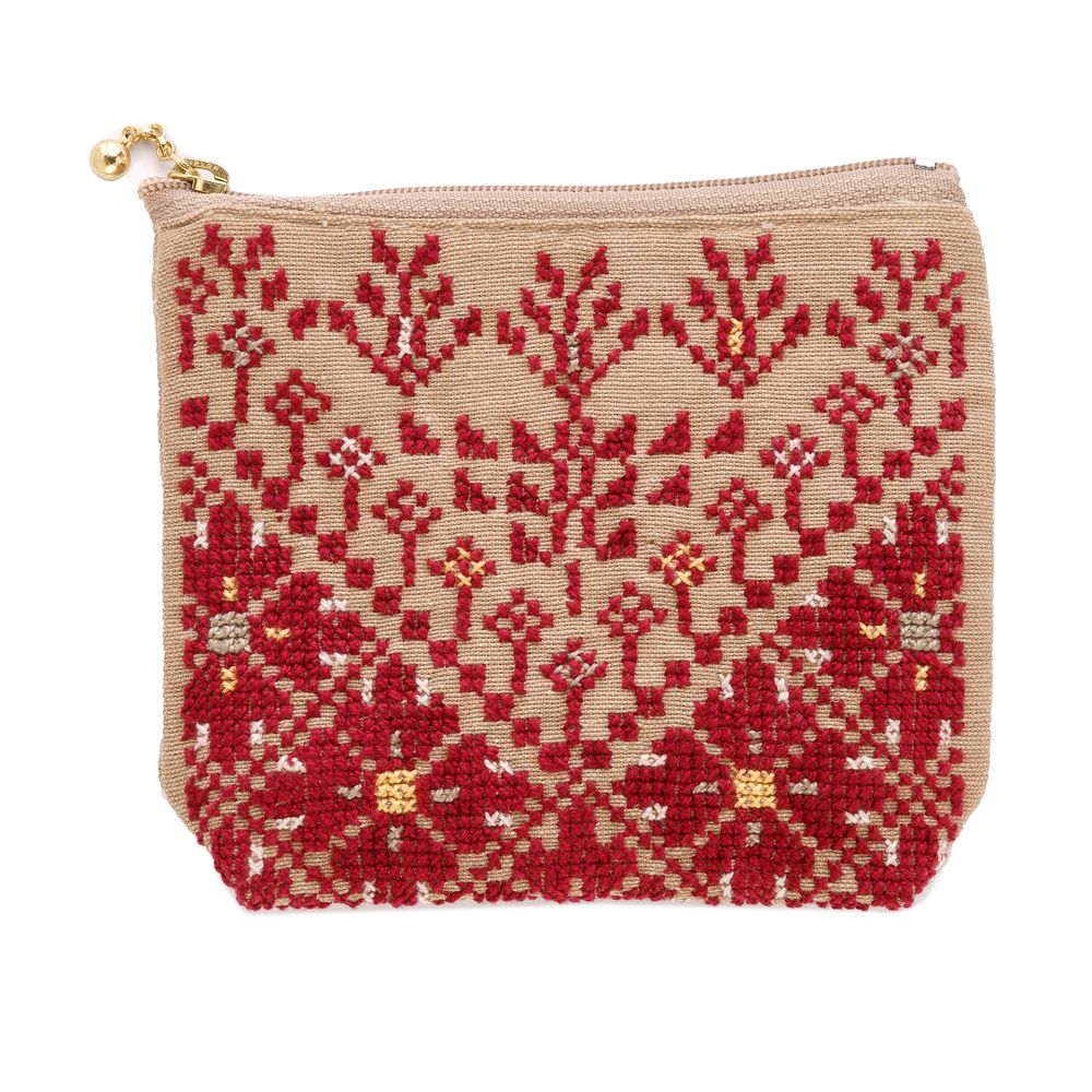 Embroidered Linen Coin Purse