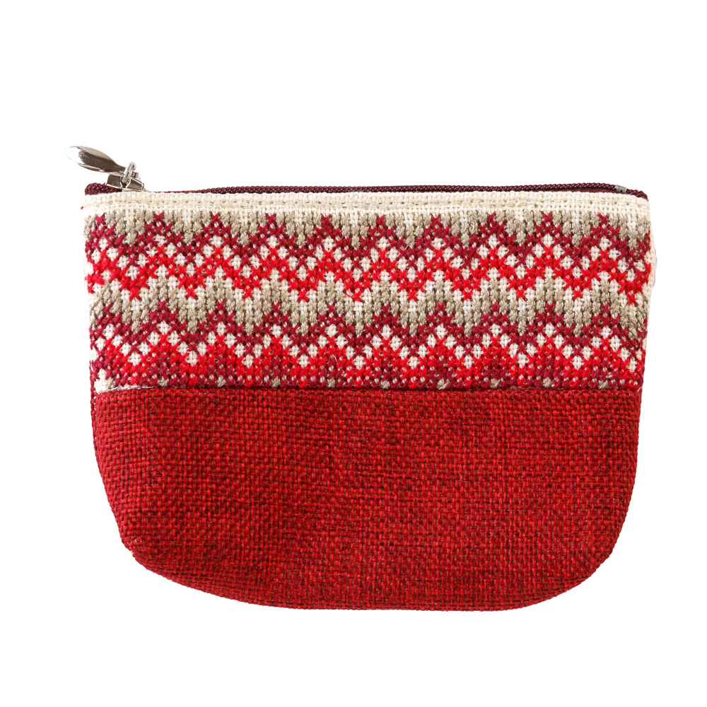 Coin Purse with Zigzag Embroidery