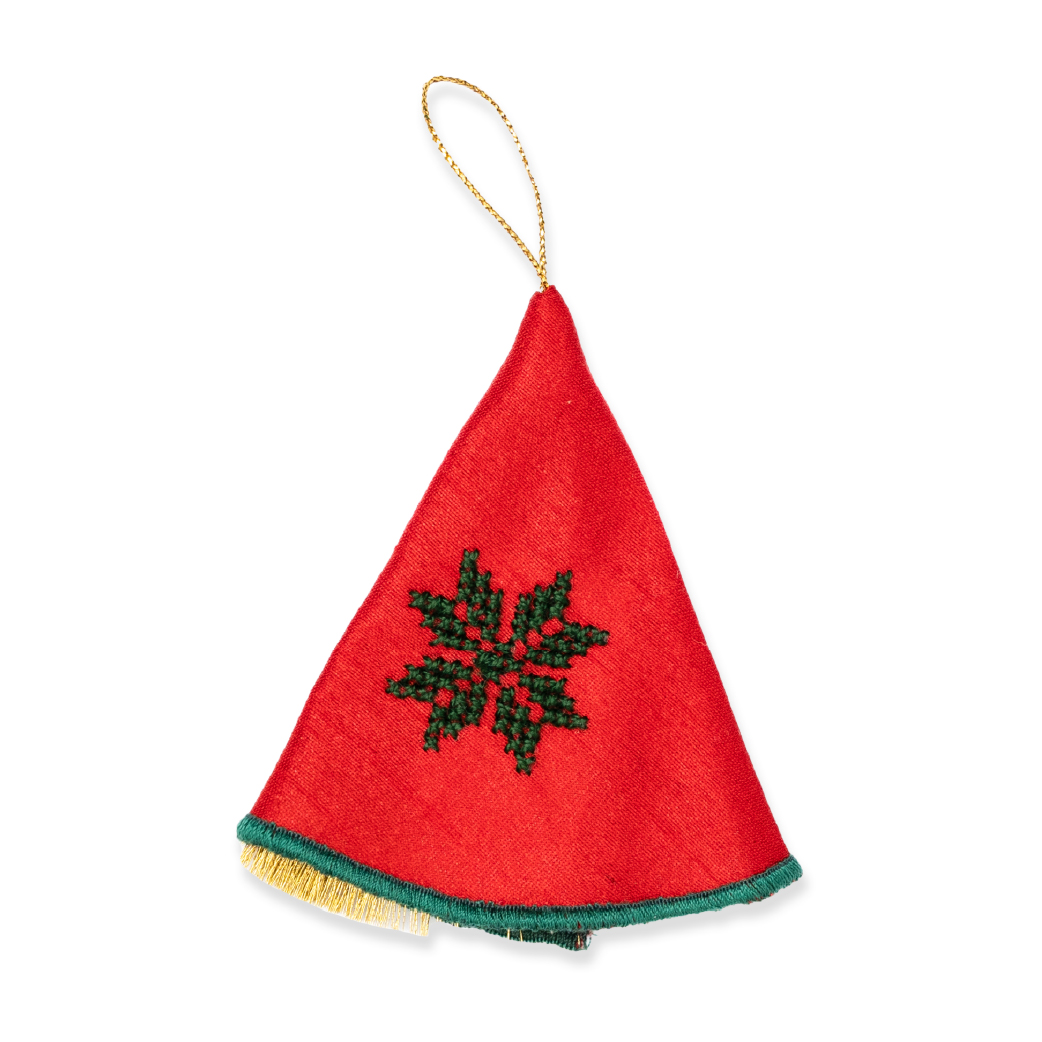 Silk Christmas Ornament with Embroidery