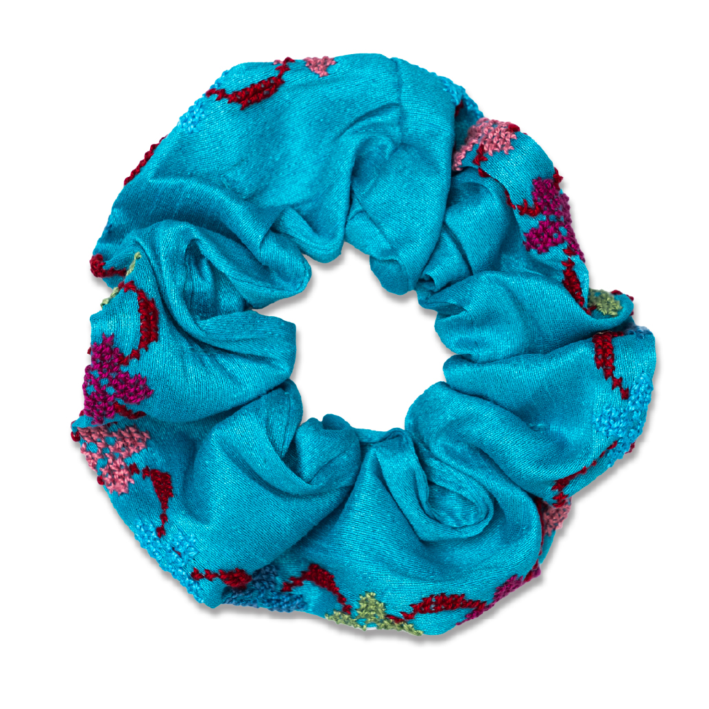 Scranchy Silk Scrunchy with Embroidery