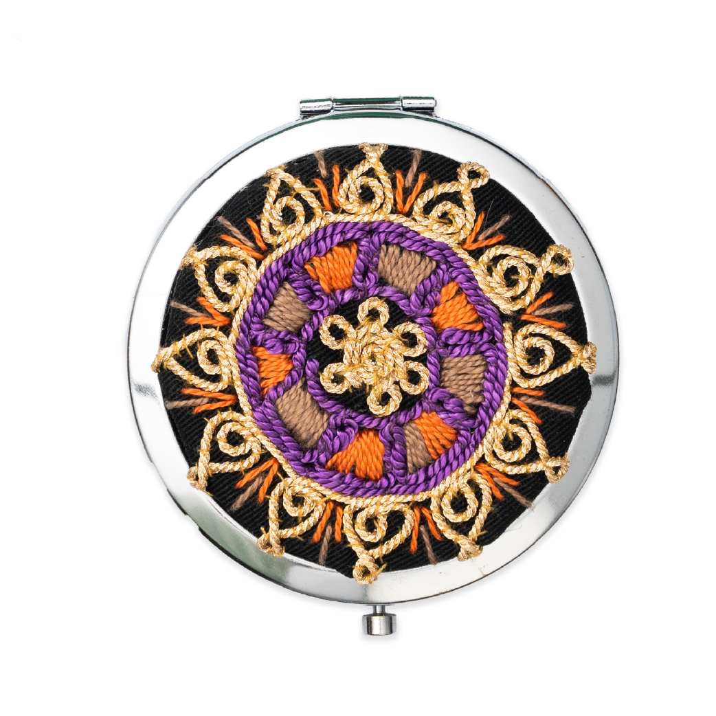 Compact Mirror with Tahriri Embroidery