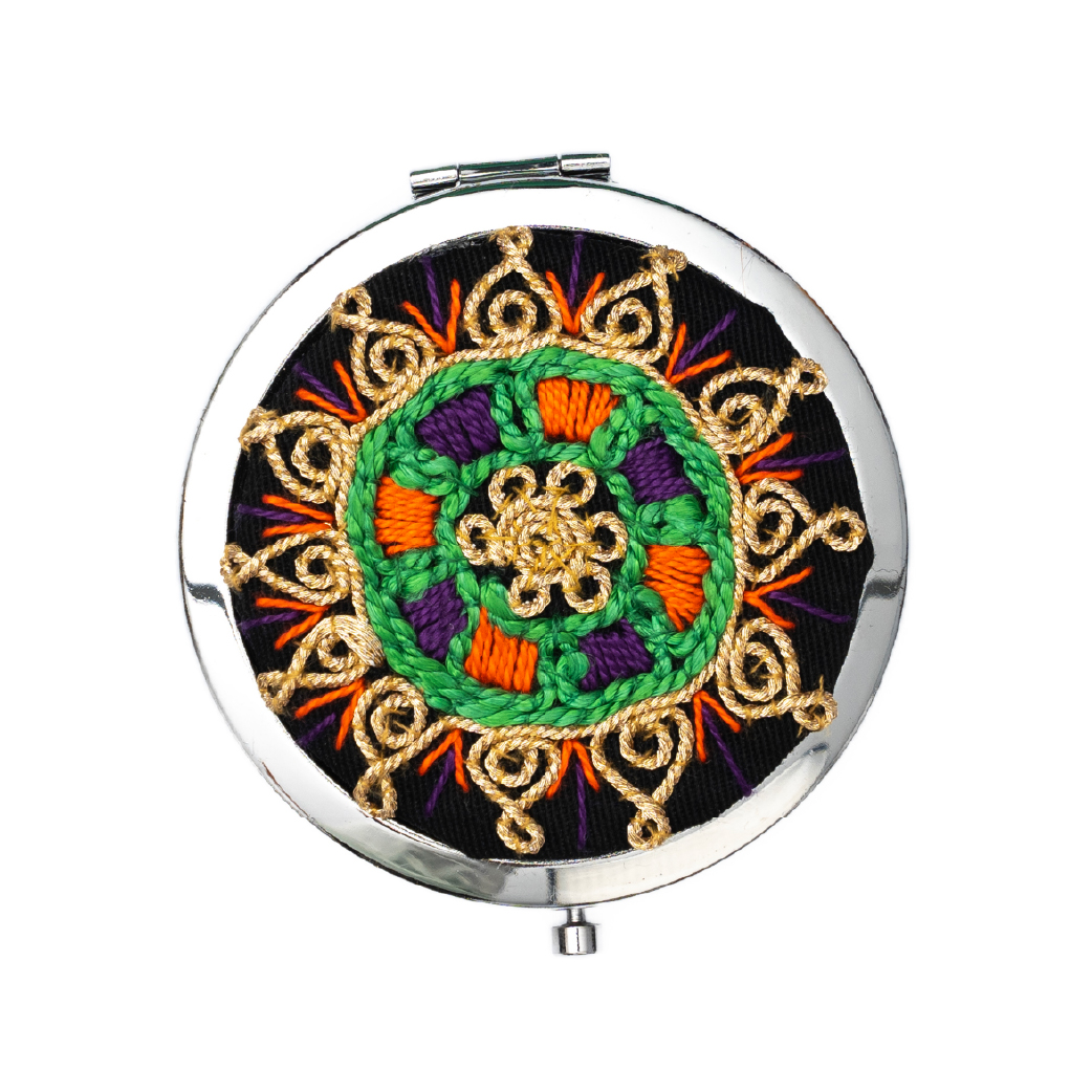 Compact Mirror with Tahriri Embroidery
