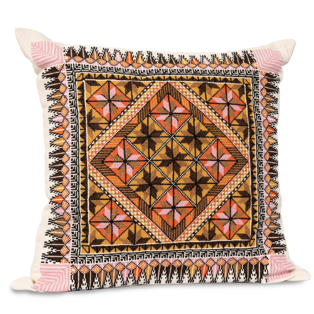 Embroidered Cushion Cover - Stars and Cypress