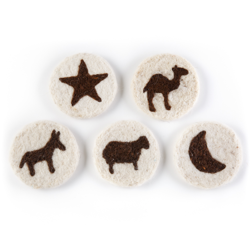 Farm Yard Coaster Set of 6 Laquered and felted