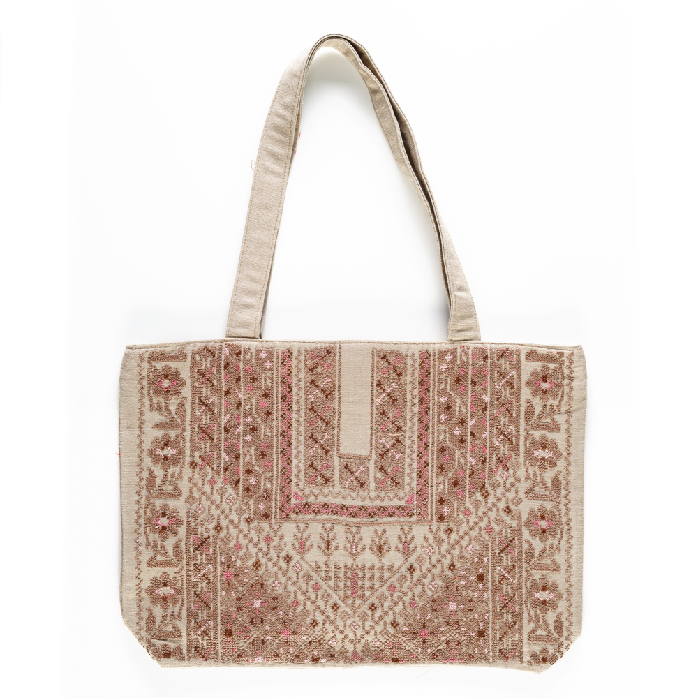 Embroidered Linen Tote 