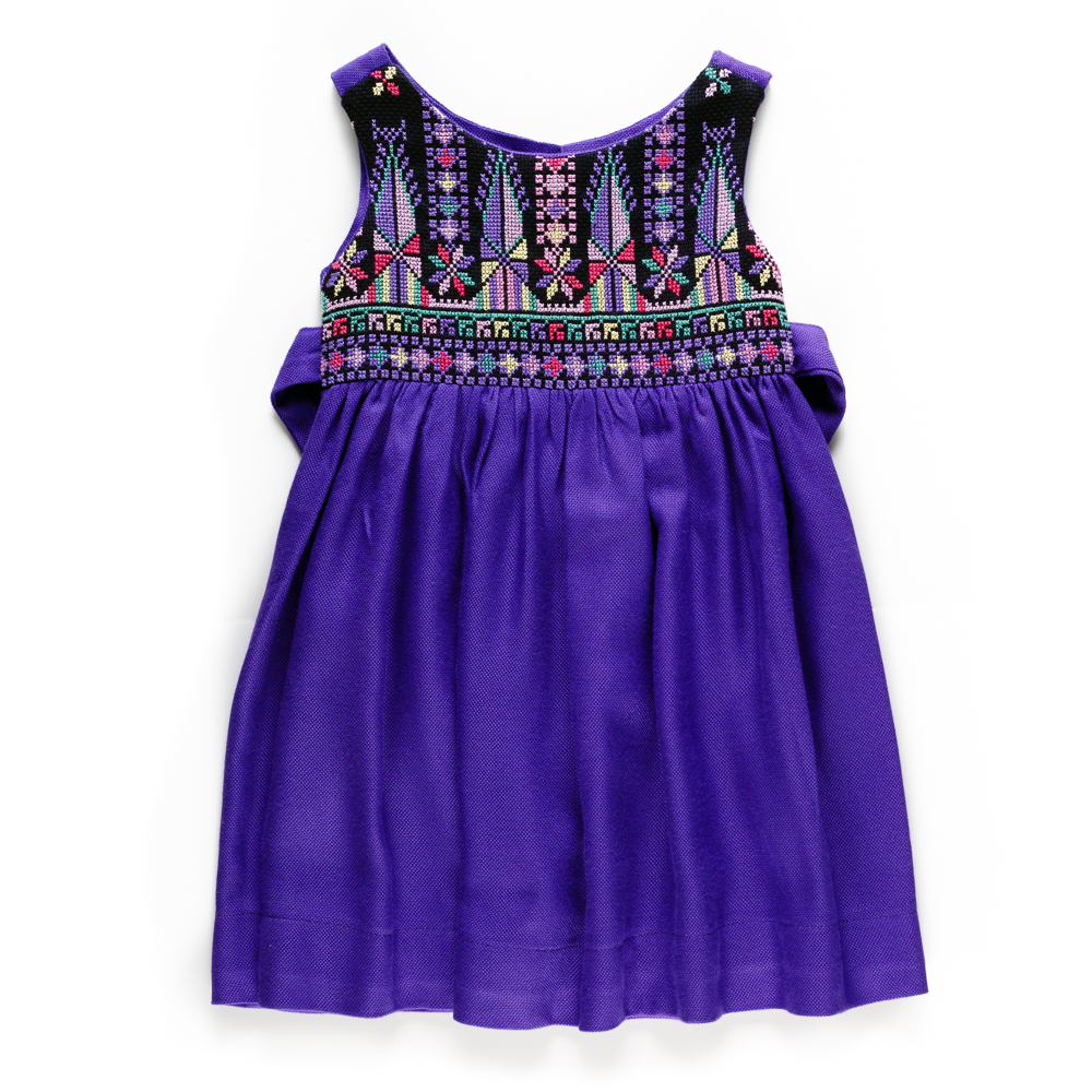 cross stitch purple dress Fair Trade Kids Clothes