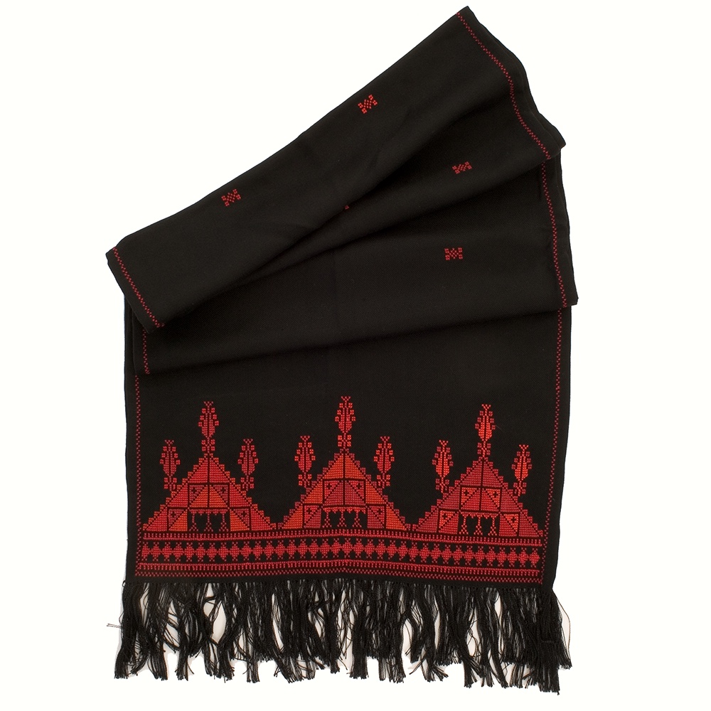 Scarf - Pyramid (Red / Black) | Shop Embroidered Shawls & Wraps